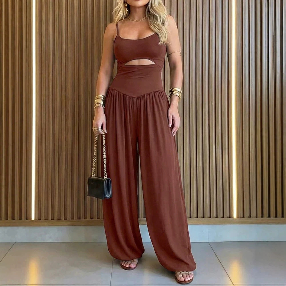 Chic Cut-Out Tank Spaghetti Strap Wide-Leg Jumpsuit