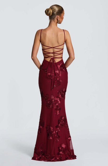 Luminous Golden Floral Embroidered Sweetheart Evening Gown