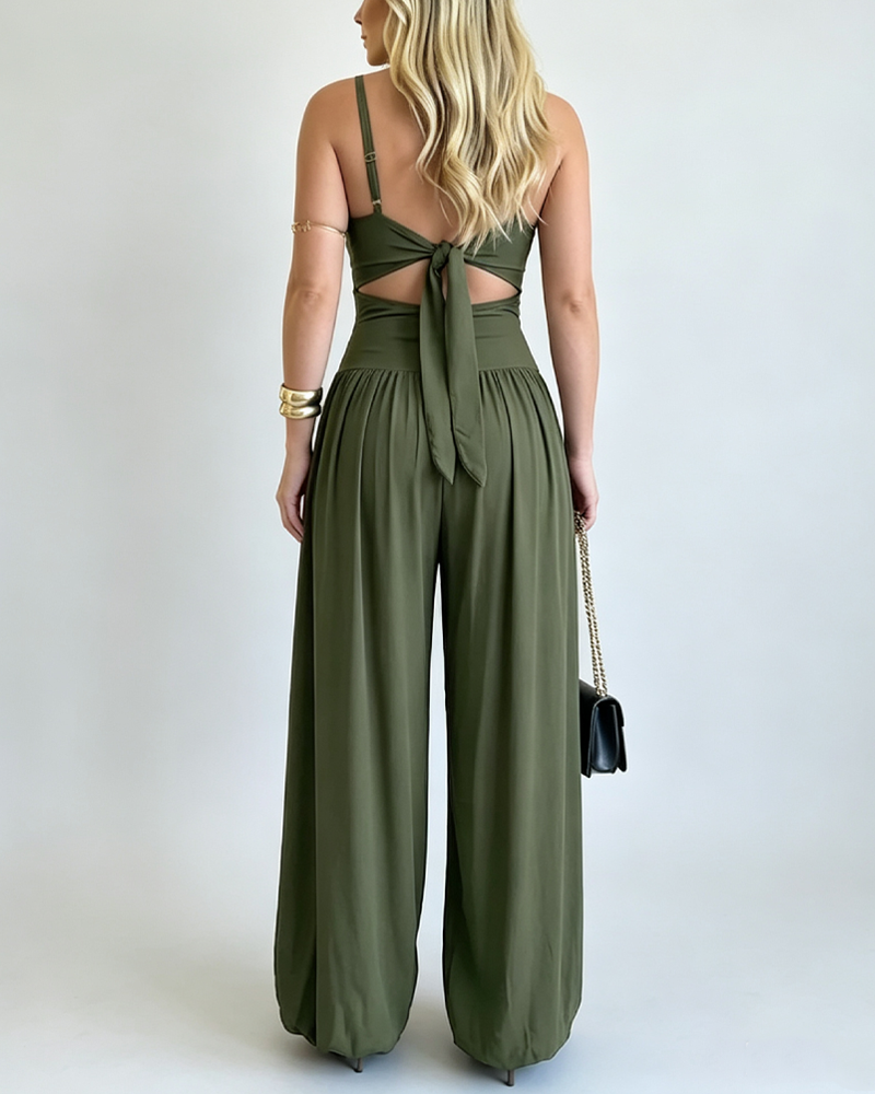 Chic Cut-Out Tank Spaghetti Strap Wide-Leg Jumpsuit